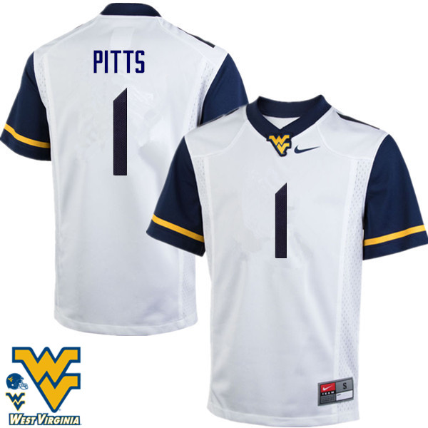 NCAA Men's Derrek Pitts West Virginia Mountaineers White #1 Nike Stitched Football College Authentic Jersey IB23X60YG
